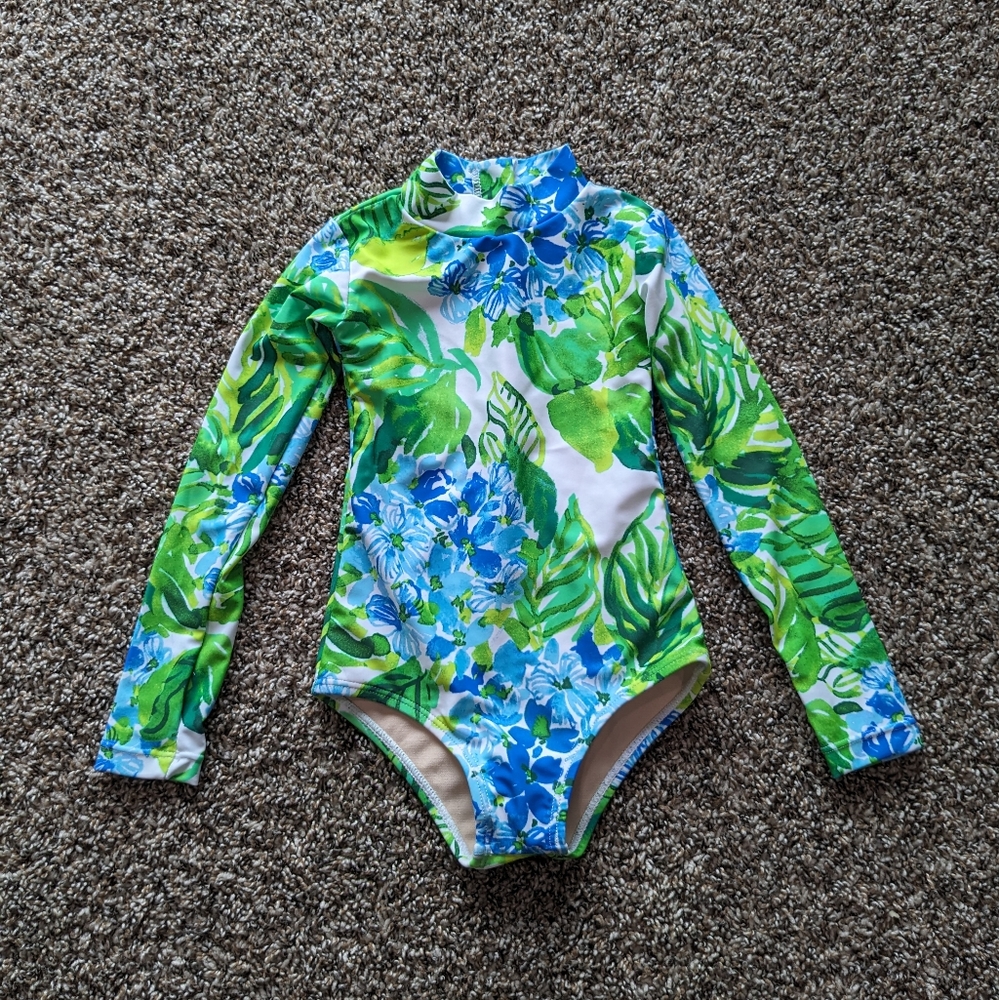 MOTT 50 Mini Kelly Girls Long Sleeve One Piece Swimsuit Toddler Size 2T UPF 50+
